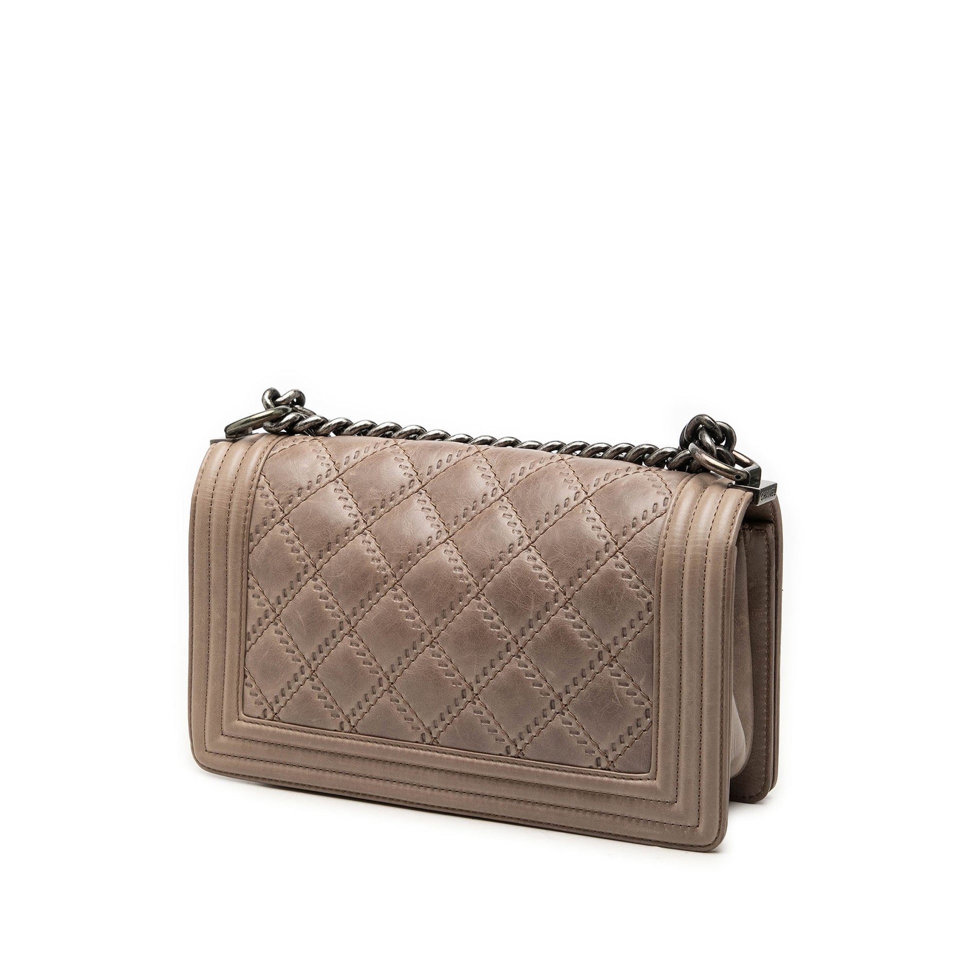 Chanel Old Medium Aged Calfskin Double Stitch Boy Flap