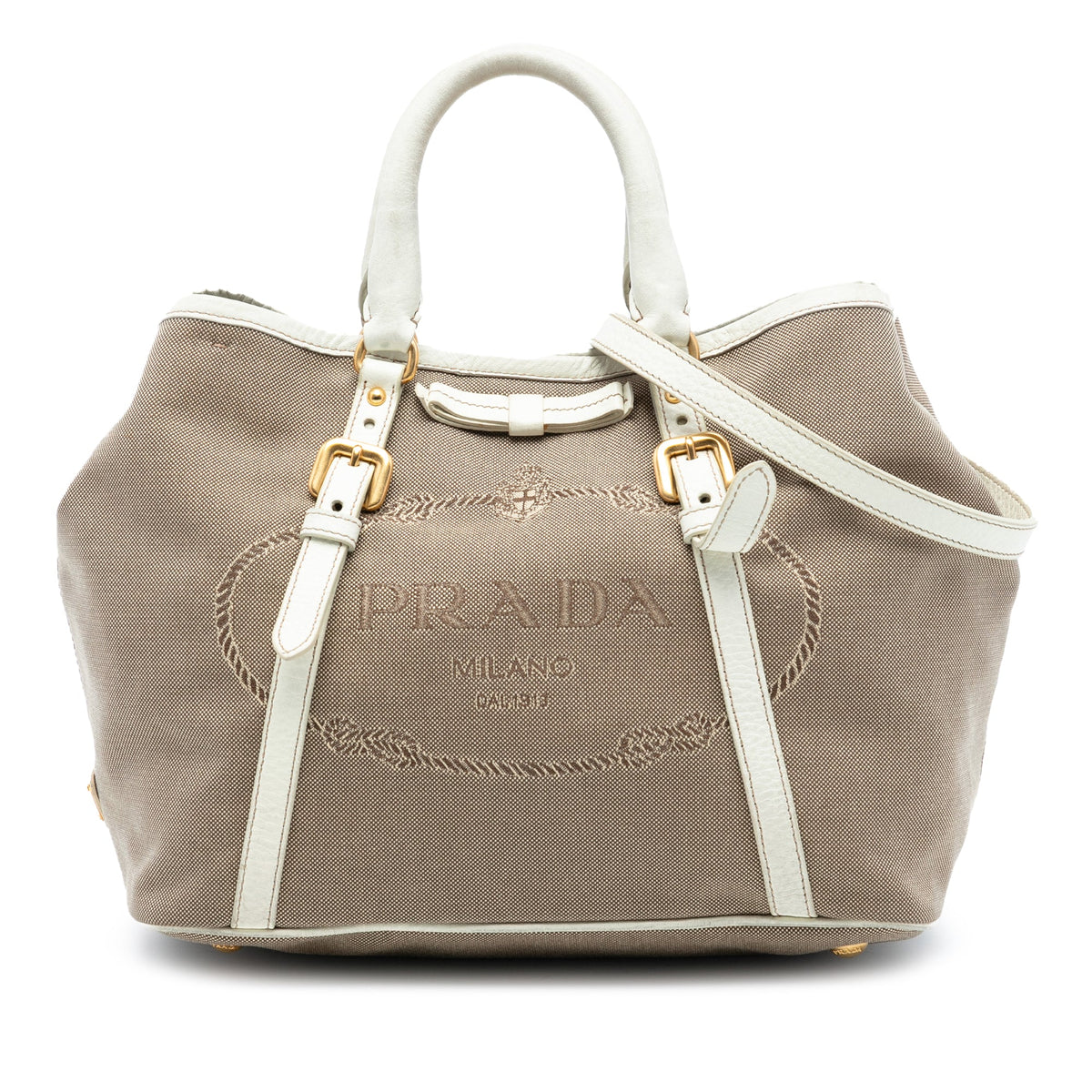 Prada Canvas Canapa Logo Bow Satchel