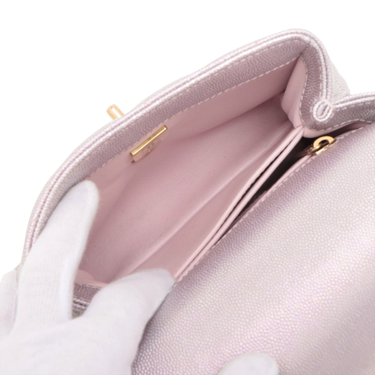 Chanel Mini Iridescent Caviar Coco Top Handle Bag — Purple