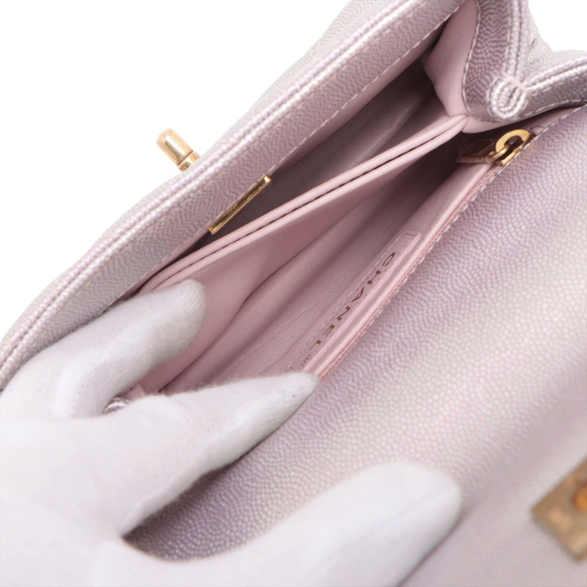 Chanel Mini Iridescent Caviar Coco Top Handle Bag — Purple