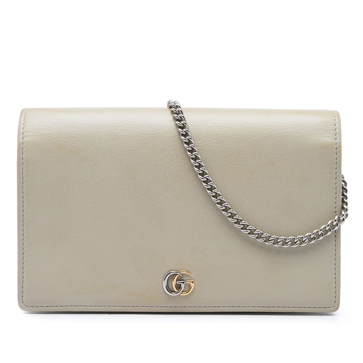 Gucci GG Marmont Calfskin Wallet On Chain — Beige