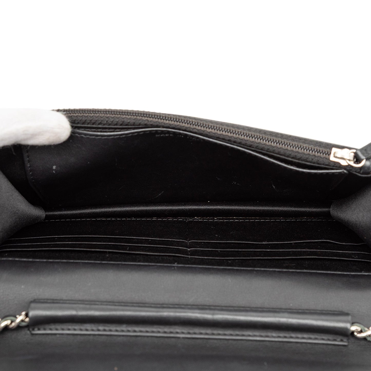 Chanel CC Embossed Patent Camellia Wallet On Chain
