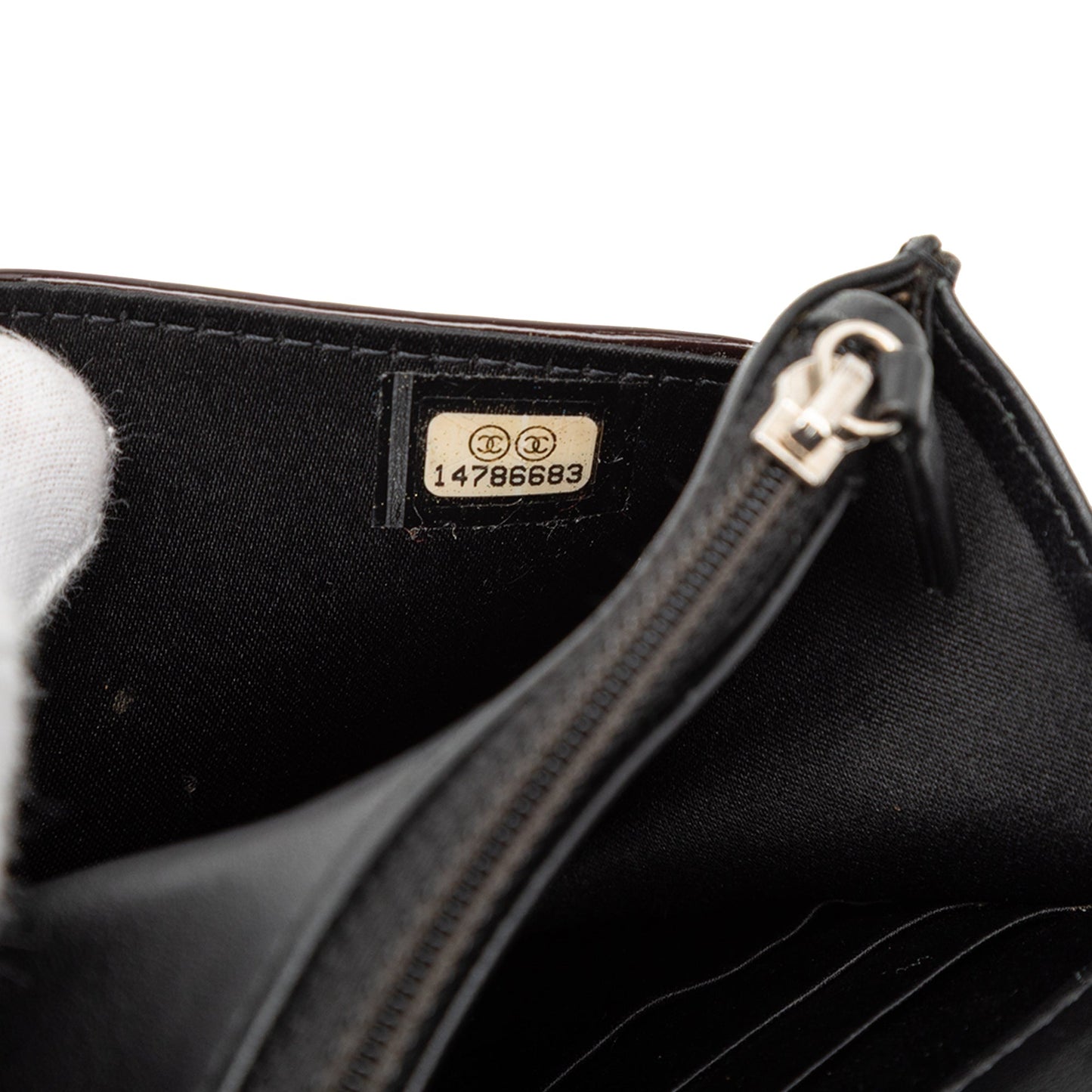 Chanel CC Embossed Patent Camellia Wallet On Chain