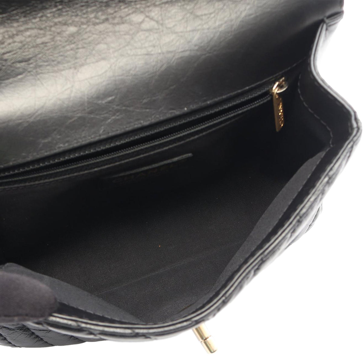 Chanel Quilted Chevron Calfskin Top Handle Flap