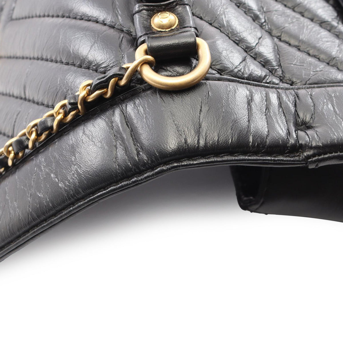 Chanel Quilted Chevron Calfskin Top Handle Flap