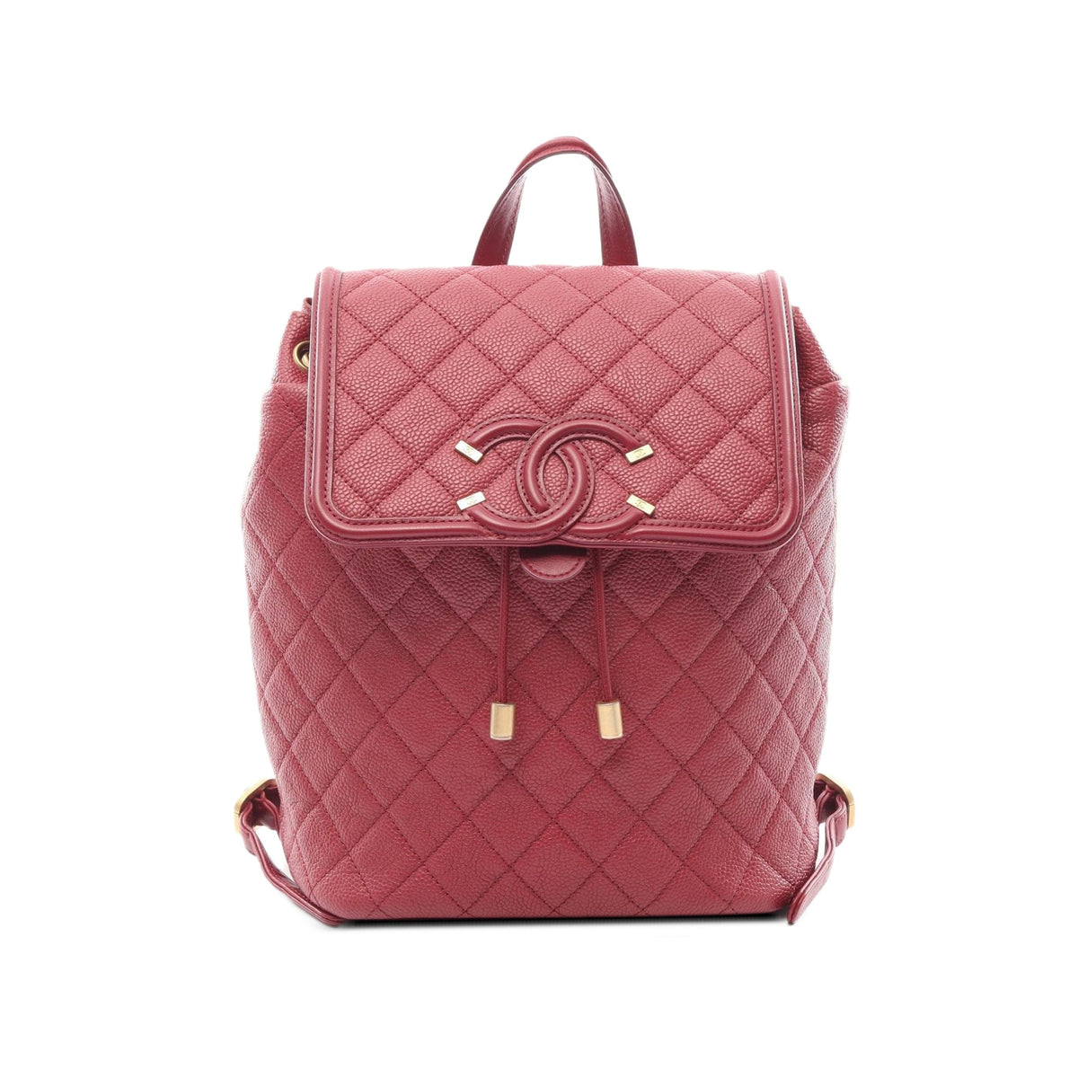 Chanel Quilted Caviar CC Filigree Backpack — Red