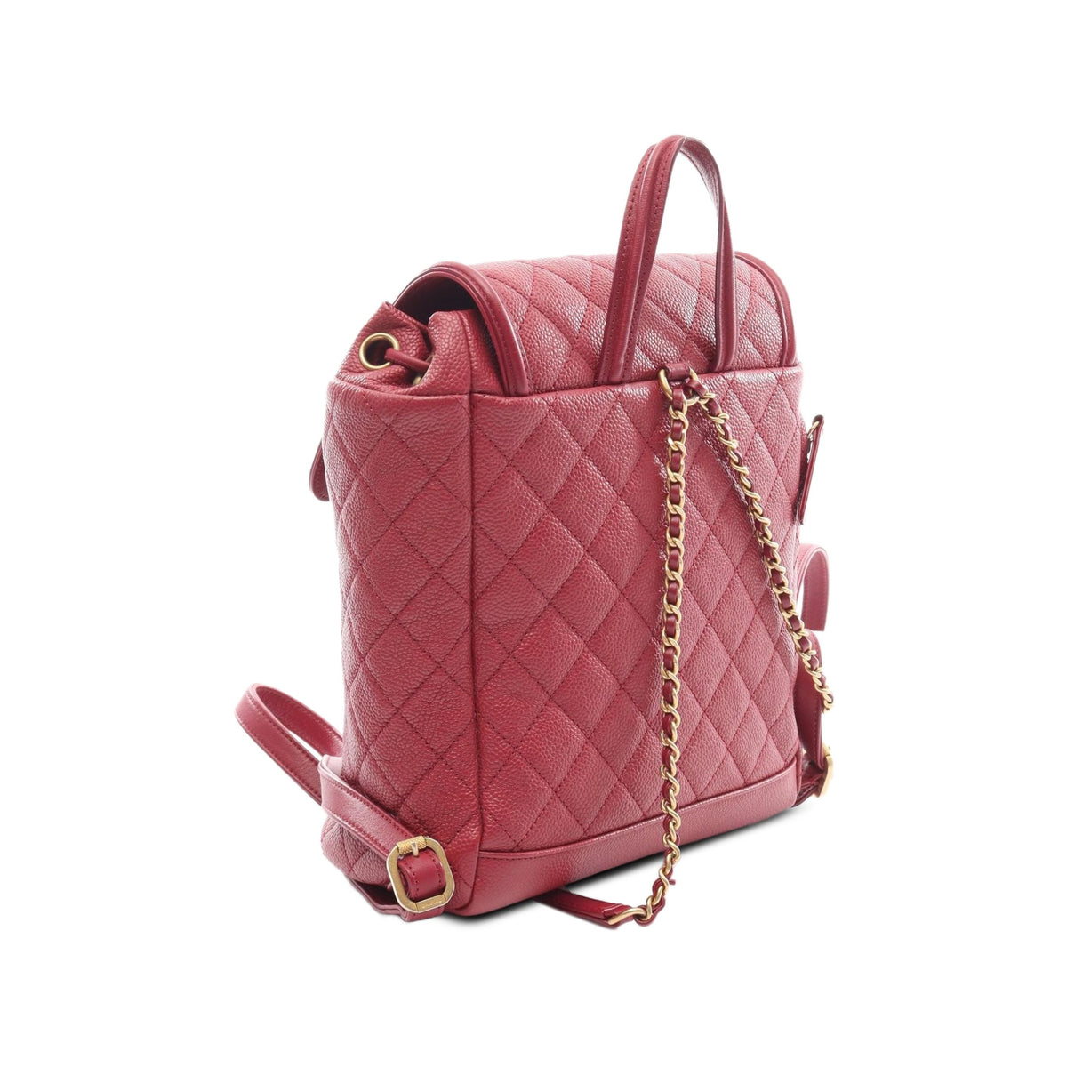 Chanel Quilted Caviar CC Filigree Backpack — Red