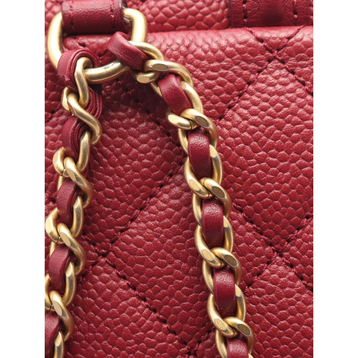 Chanel Quilted Caviar CC Filigree Backpack — Red