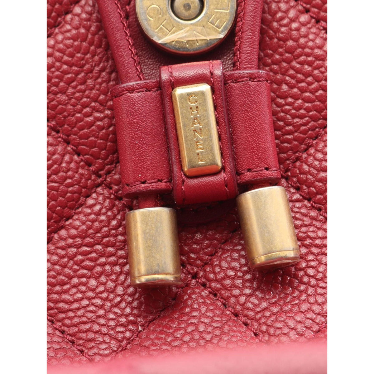 Chanel Quilted Caviar CC Filigree Backpack — Red
