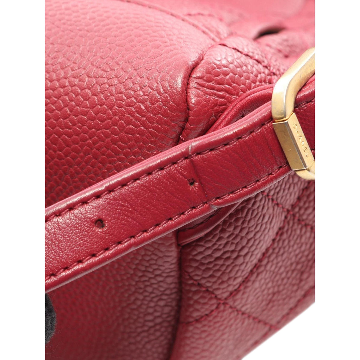 Chanel Quilted Caviar CC Filigree Backpack — Red