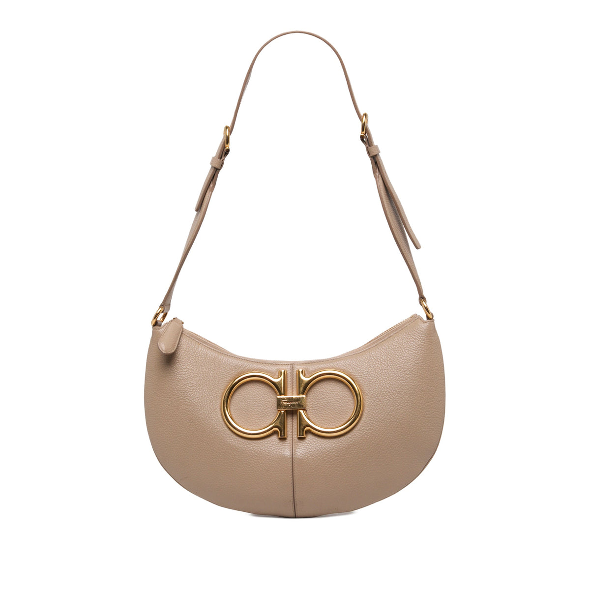 Ferragamo Leather Maxi Gancio Hobo — Brown