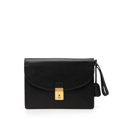 Gucci Calfskin Padlock Wristlet Clutch