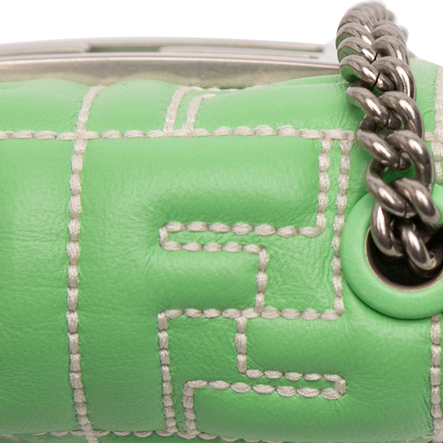Fendi Nano Zucca Embossed Leather Baguette Charm