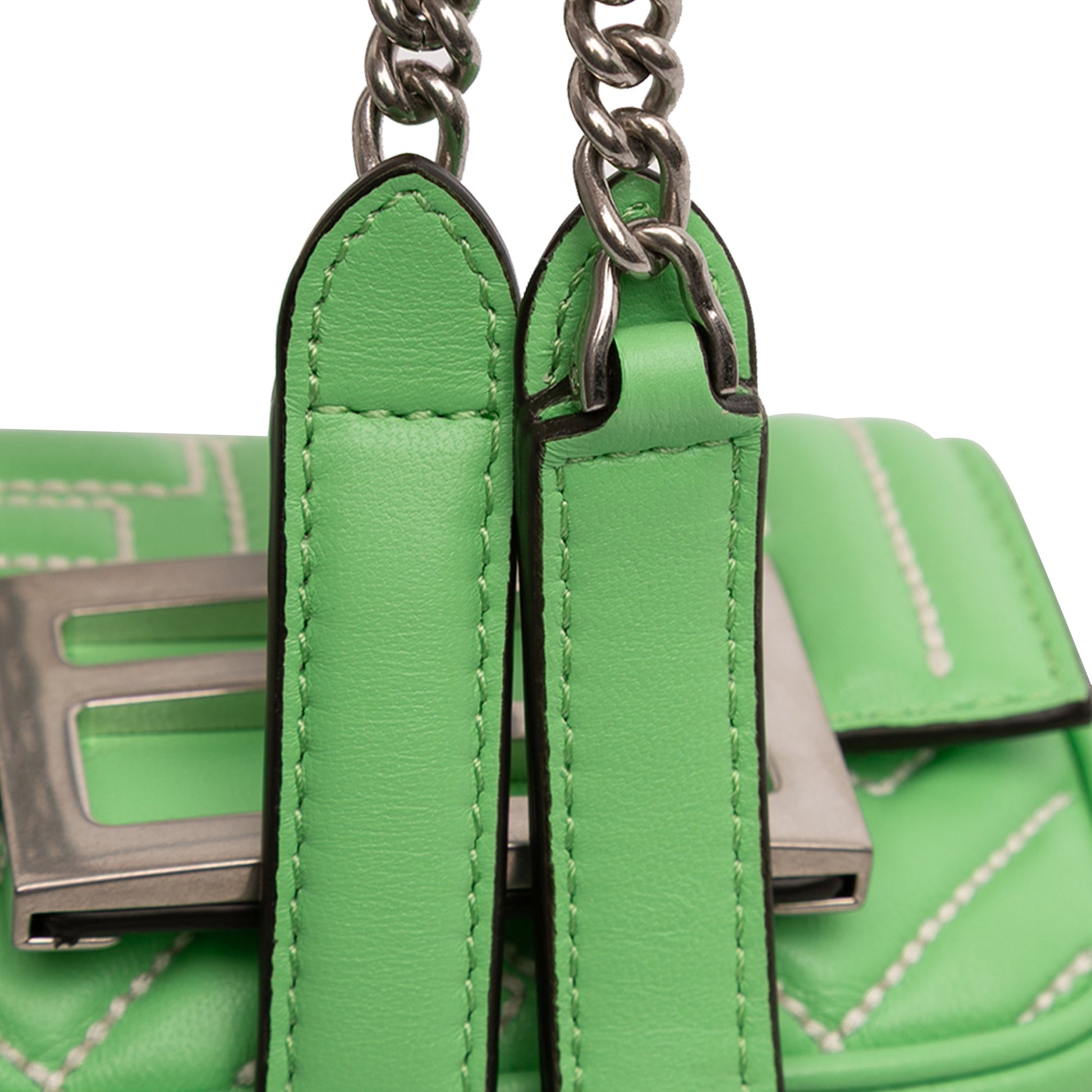 Fendi Nano Zucca Embossed Leather Baguette Charm