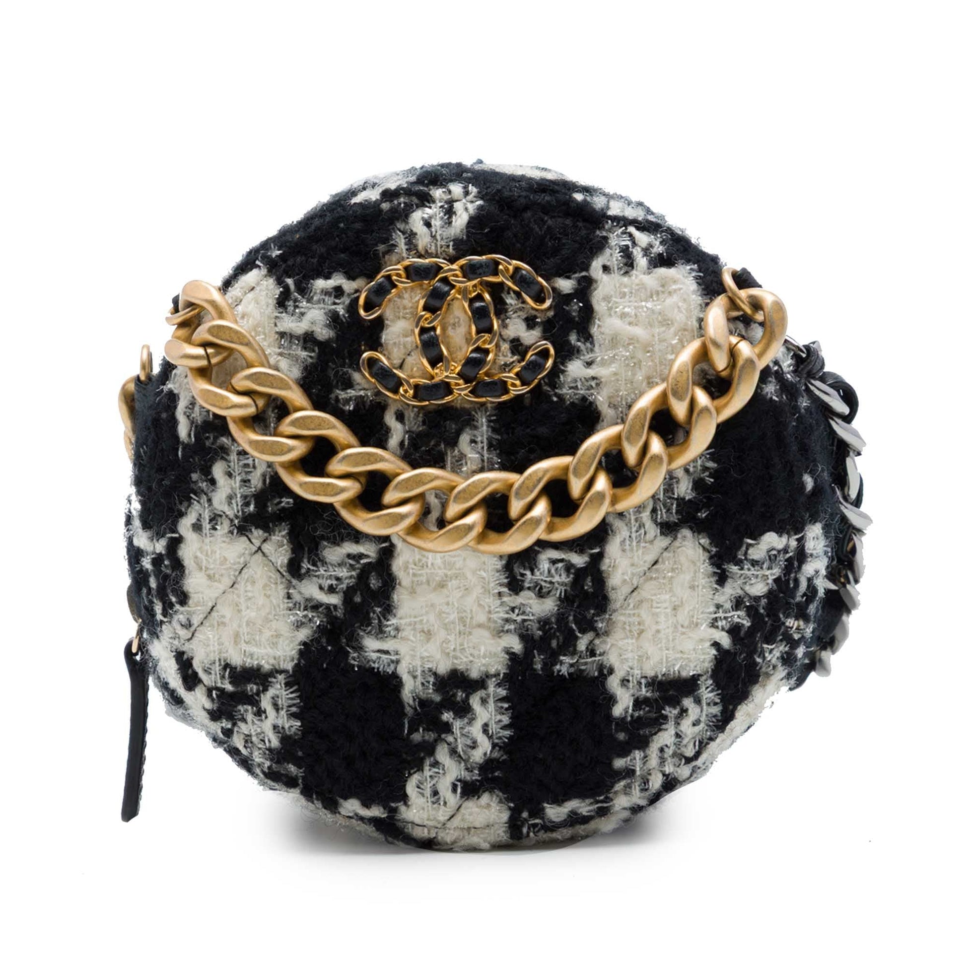 Chanel Tweed 19 Round Clutch with Chain and Coin Purse