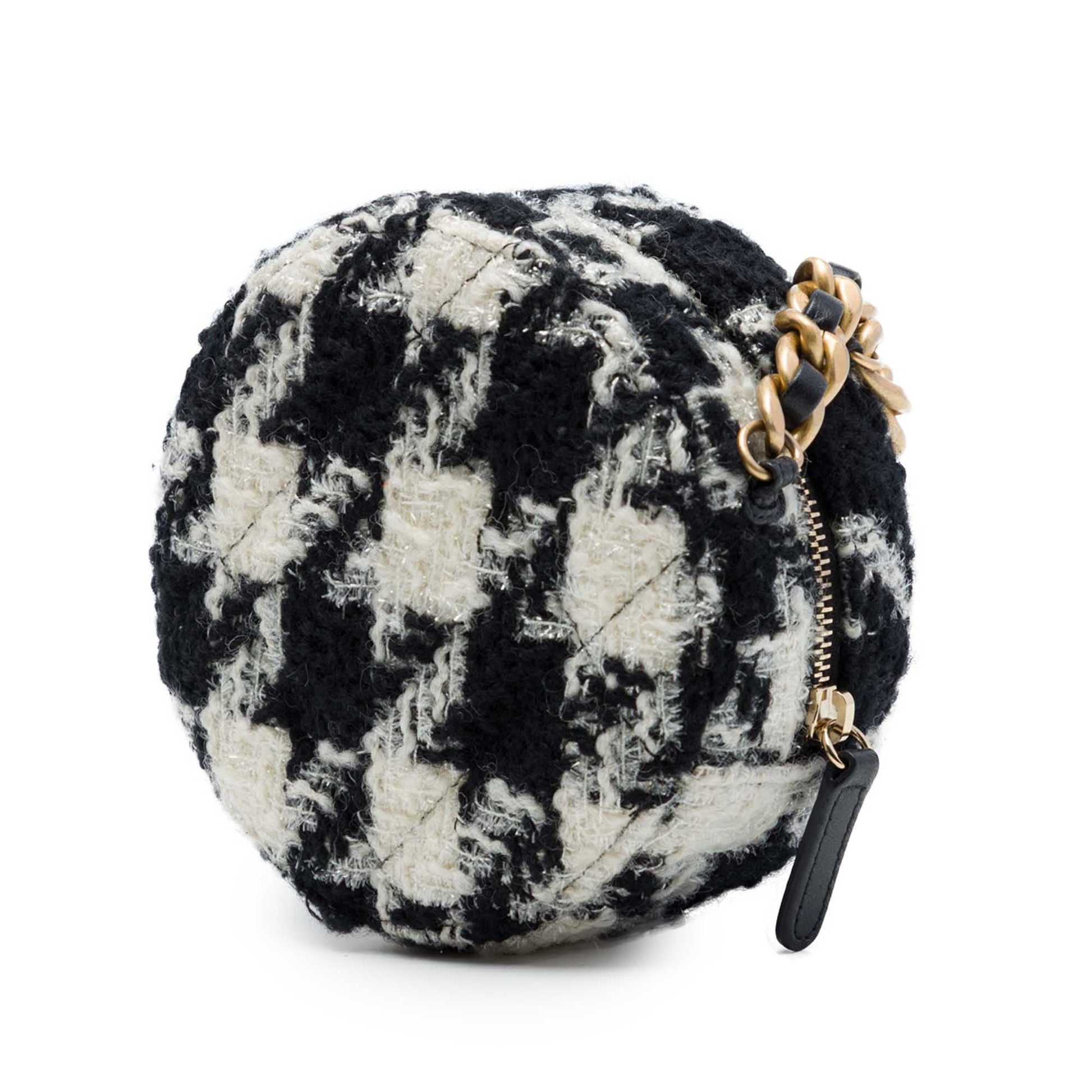 Chanel Tweed 19 Round Clutch with Chain and Coin Purse