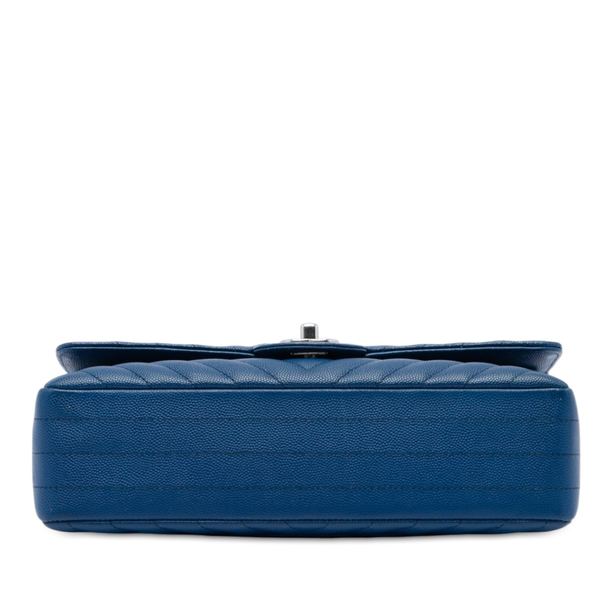 Chanel Medium Classic Chevron Caviar Double Flap — Blue