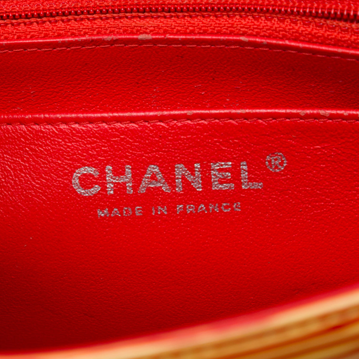 Chanel Mini Square Classic Patent Striped Single Flap — Orange
