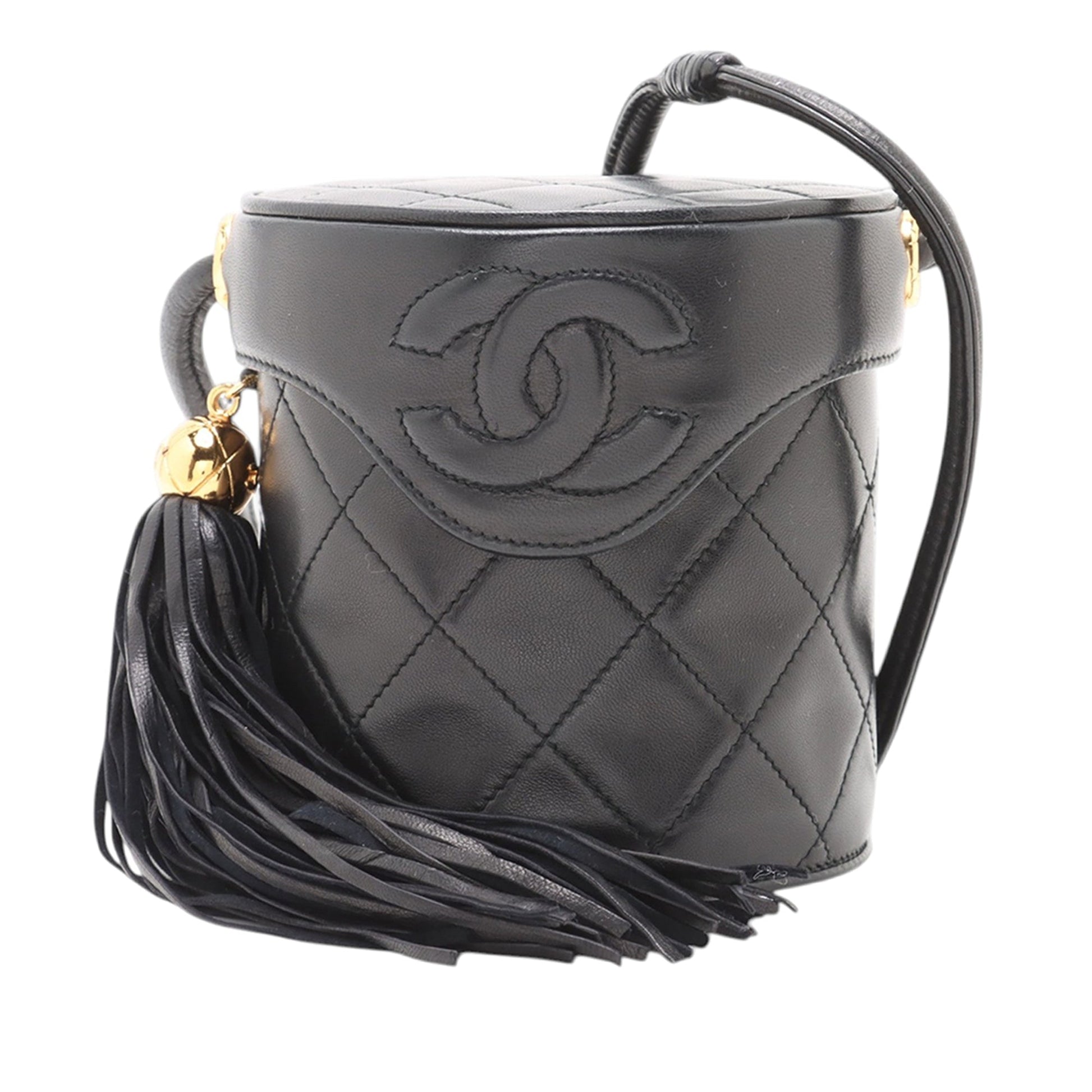 Chanel CC Quilted Lambskin Fringe Crossbody