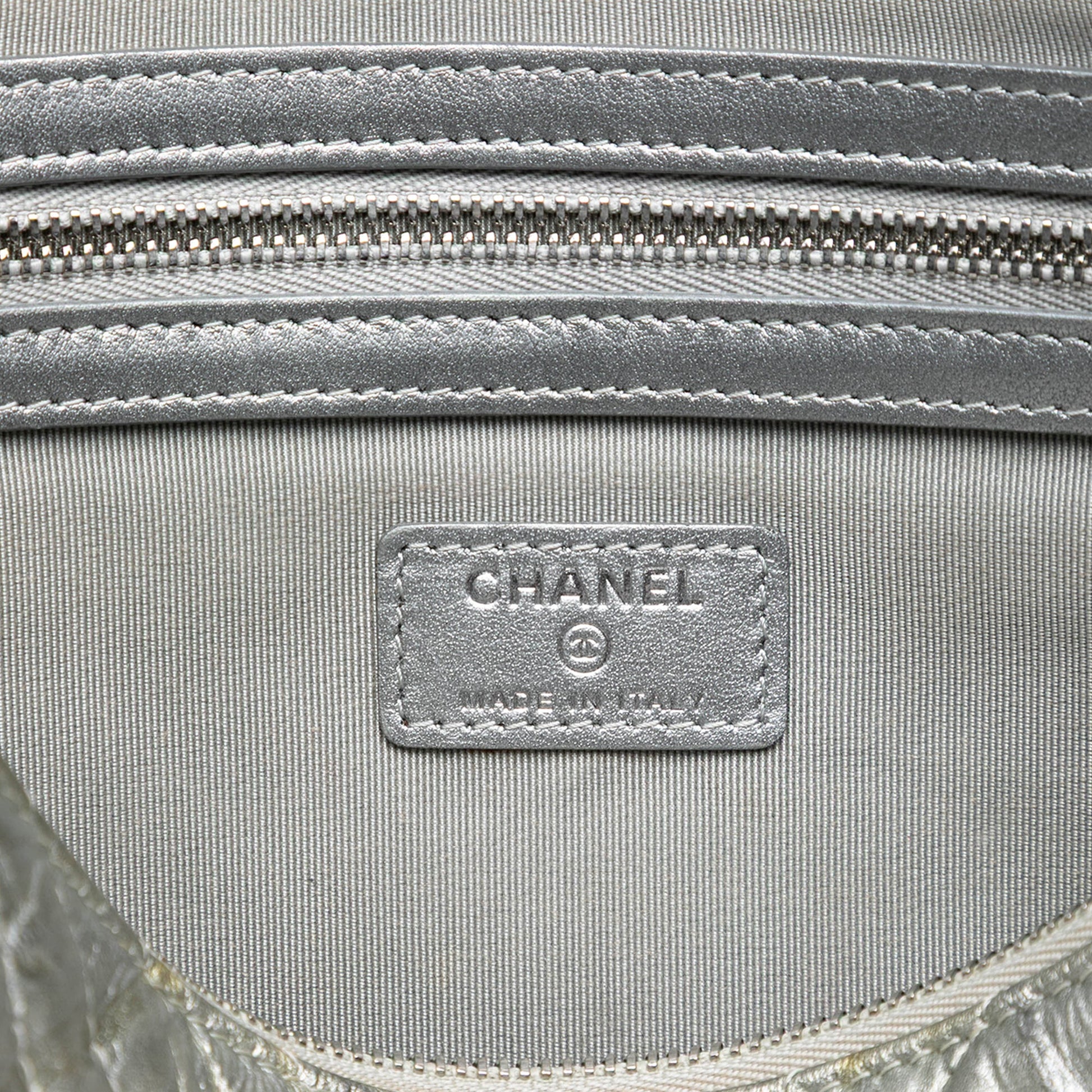 Large Chevron Metallic Aged Calfskin O Case Clutch