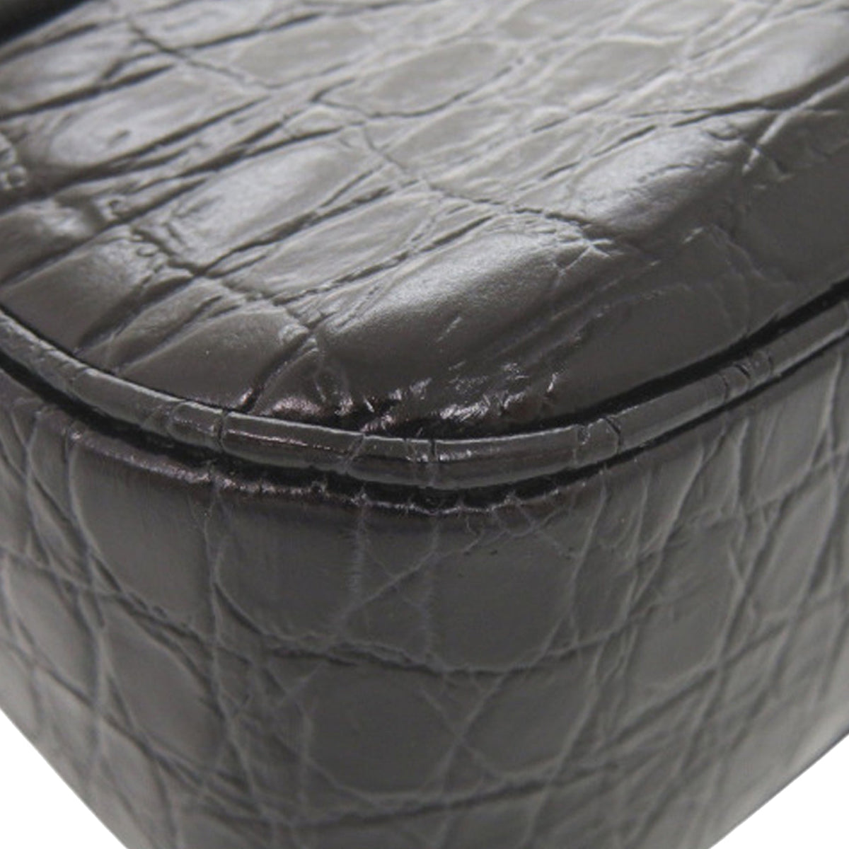 Ferragamo Croc Embossed Leather Vara Bow Satchel