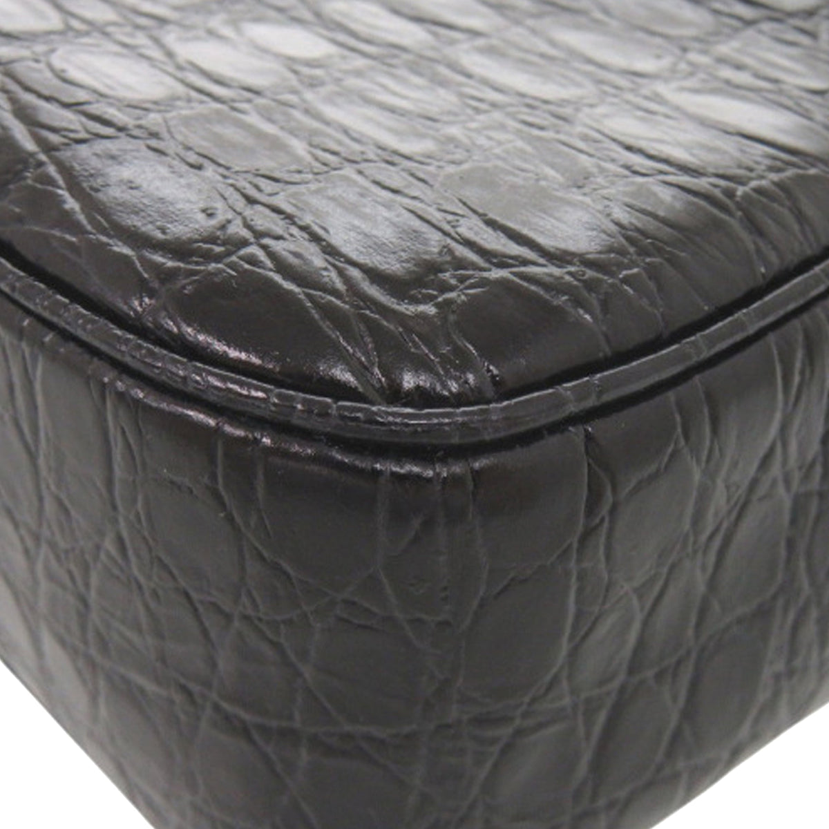 Ferragamo Croc Embossed Leather Vara Bow Satchel