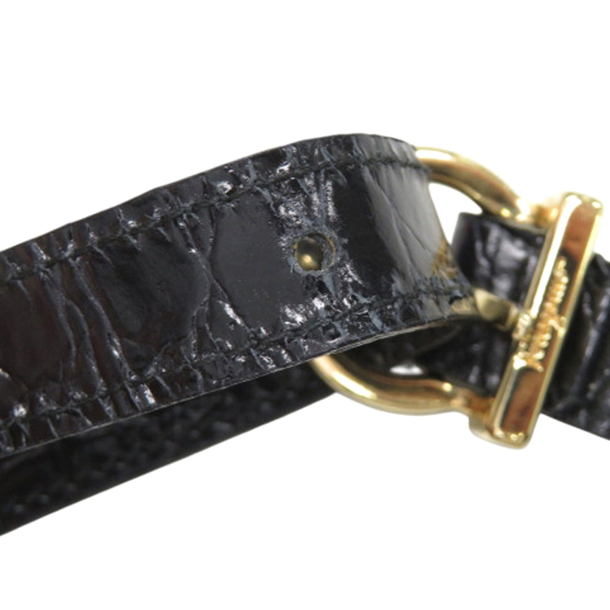 Ferragamo Croc Embossed Leather Vara Bow Satchel
