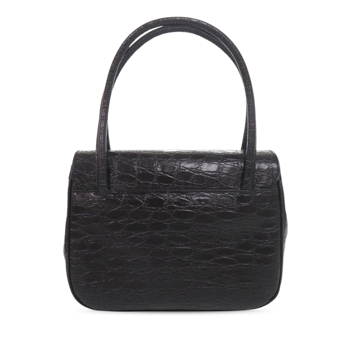 Ferragamo Croc Embossed Leather Vara Bow Satchel