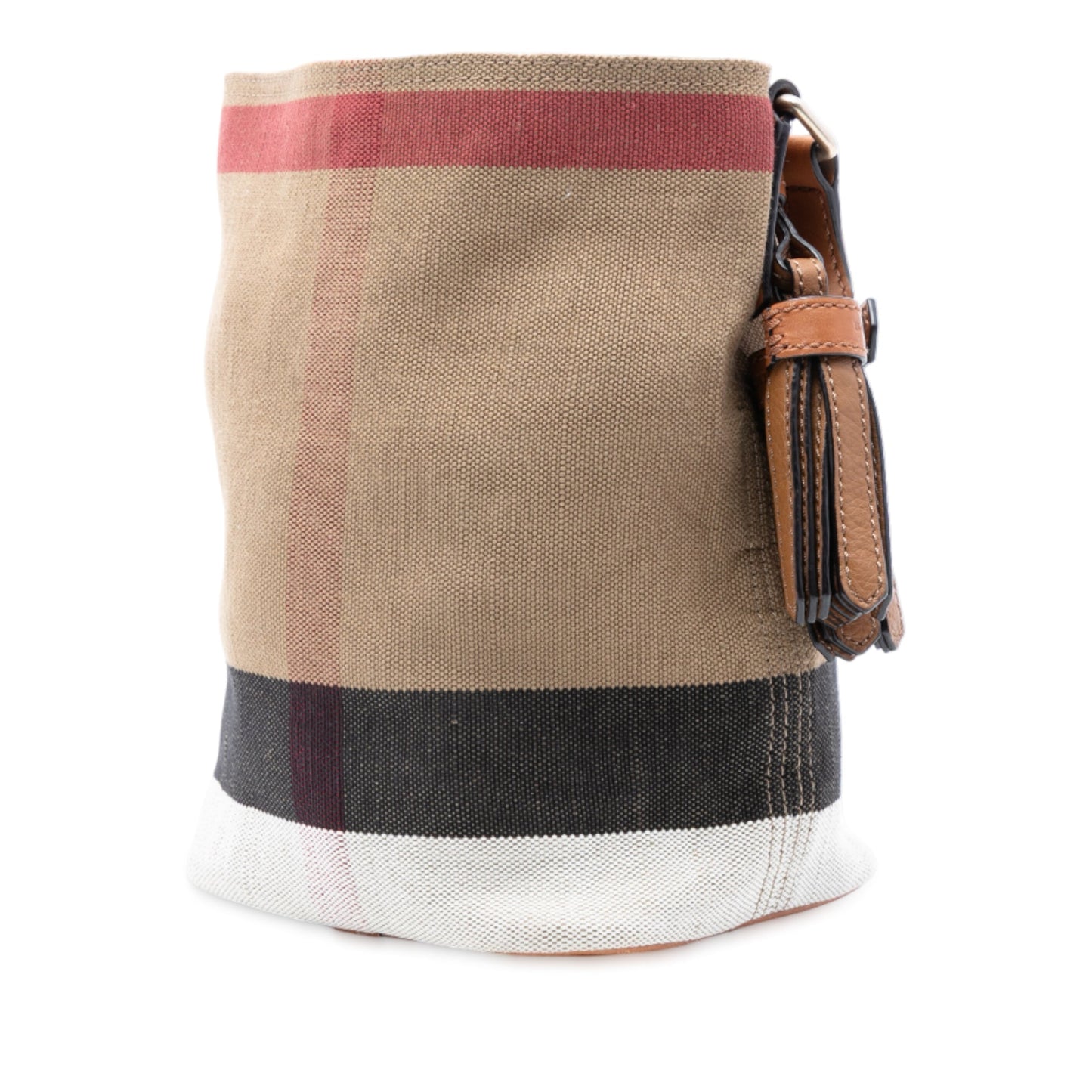 Burberry Mini Mega Check Canvas Ashby Tassel Bucket Bag