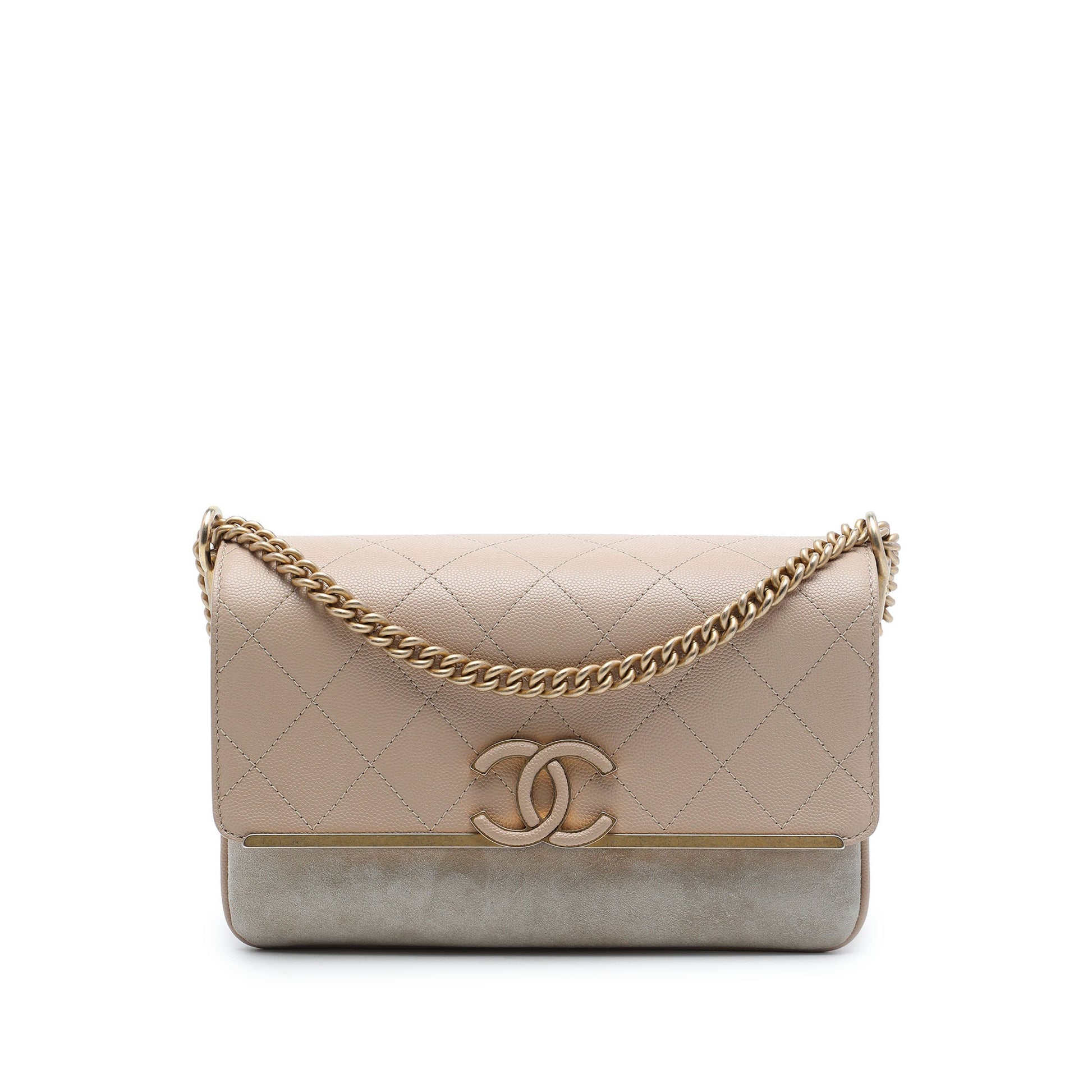 Chanel Small CC Stitched Caviar and Suede Lady Coco Flap