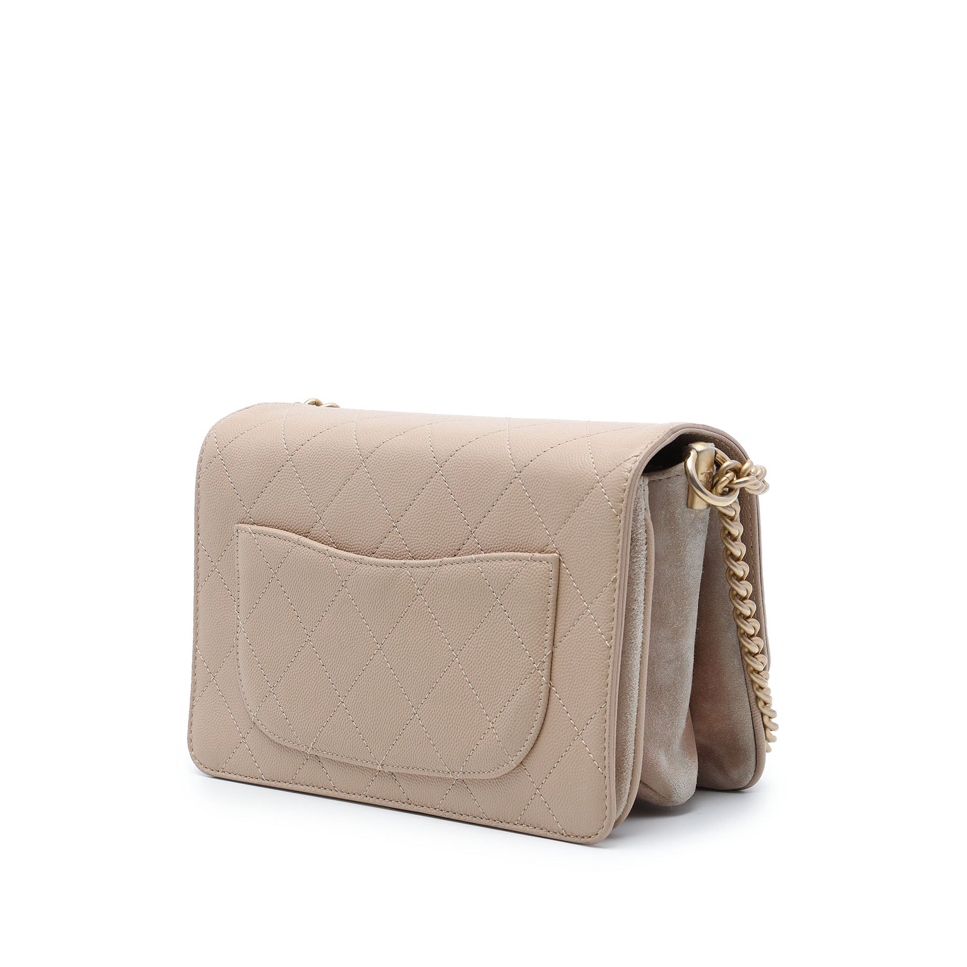Chanel Small CC Stitched Caviar and Suede Lady Coco Flap