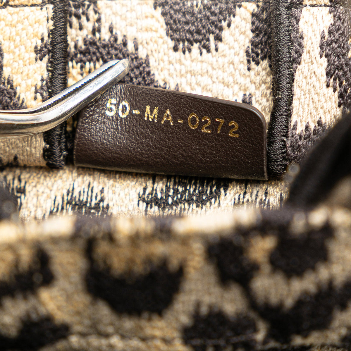 Dior Mizza Mini Embroidered Canvas Leopard Vertical Book Tote — Brown