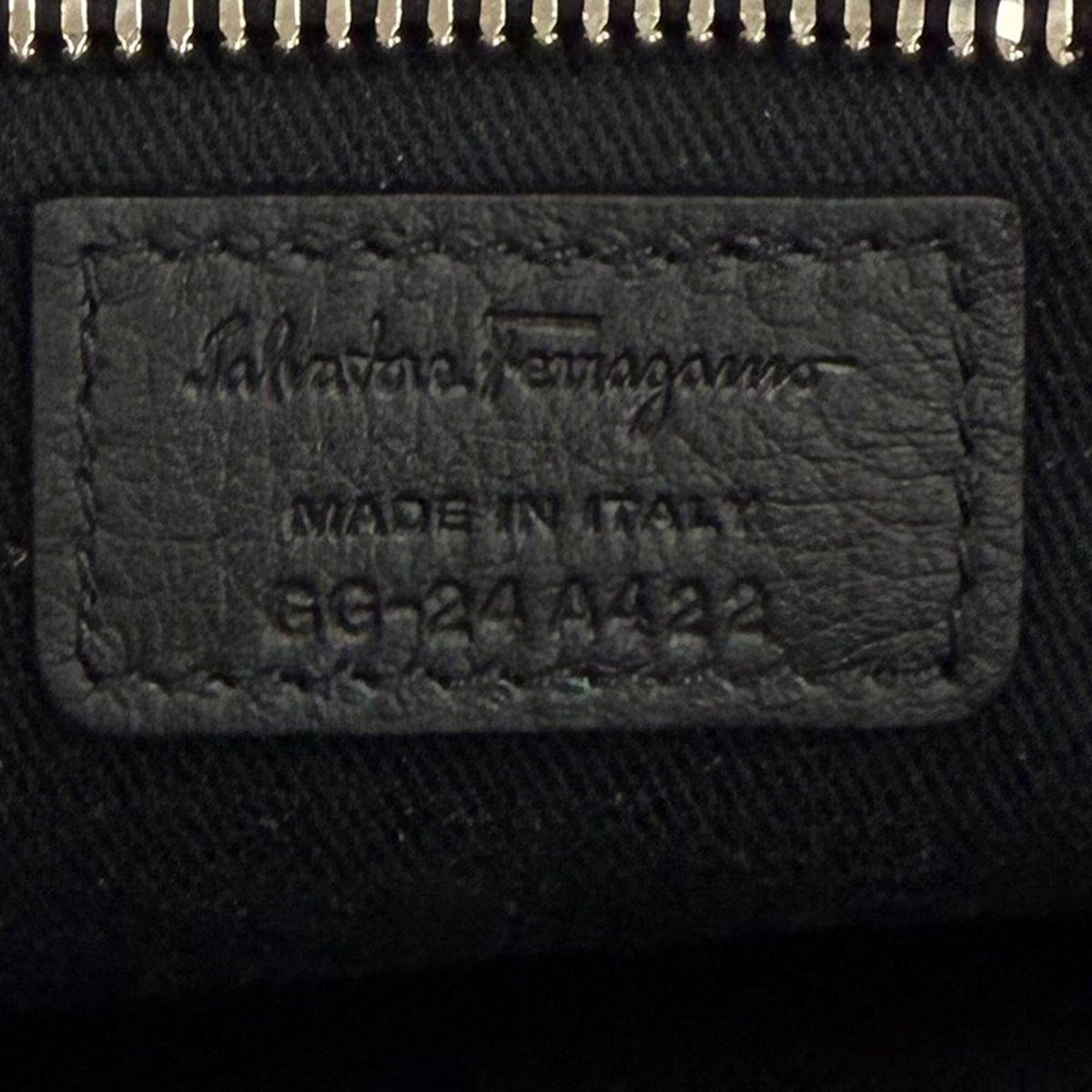 Ferragamo Embossed Calfskin Gancini Wristlet Pouch — Black