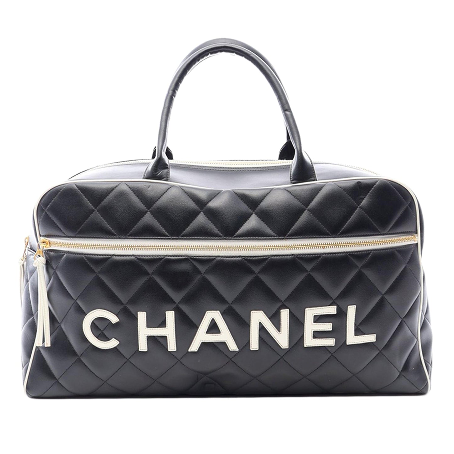 Chanel Quilted Calfskin Logo Bowler Weekend Bag
