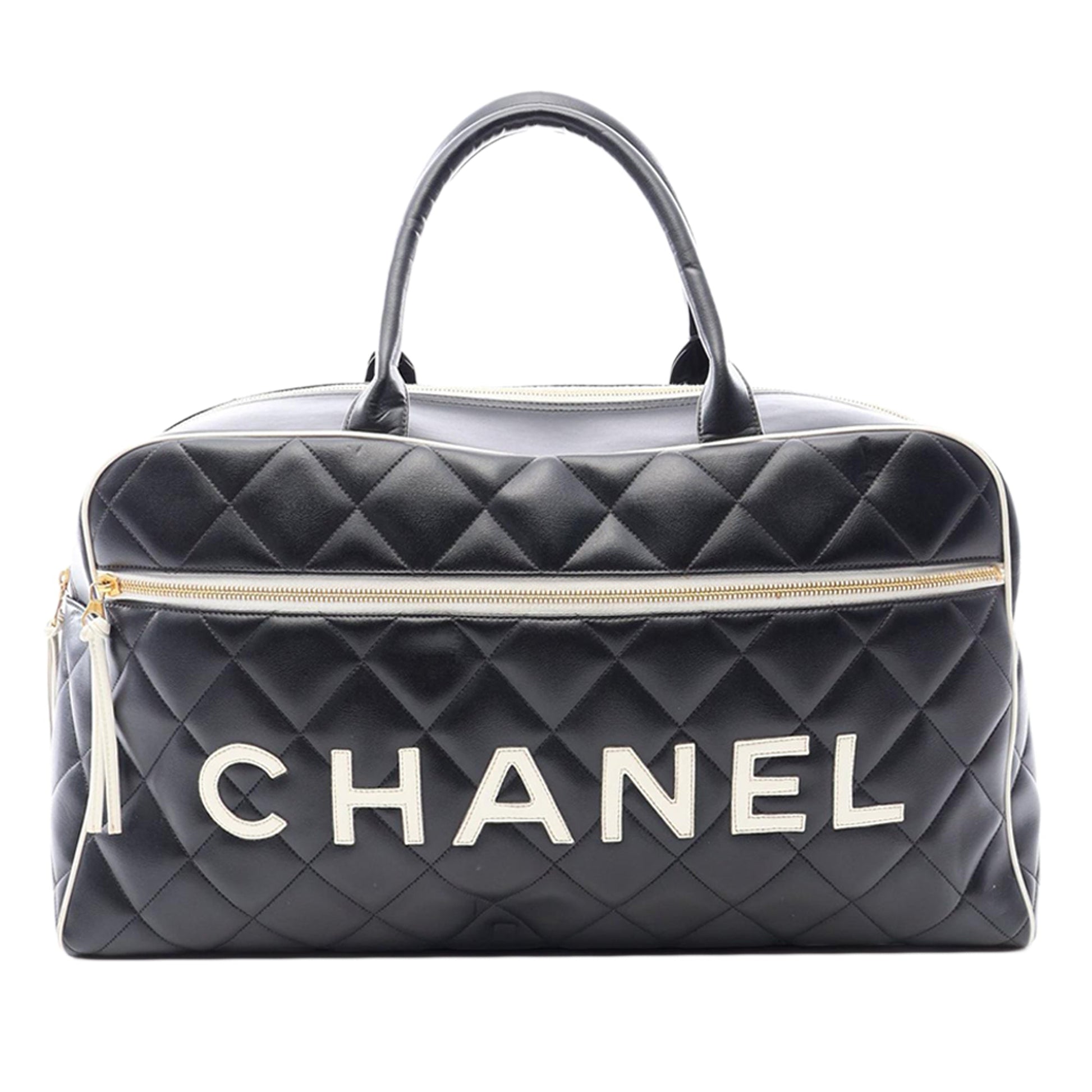 Chanel Quilted Calfskin Logo Bowler Weekend Bag