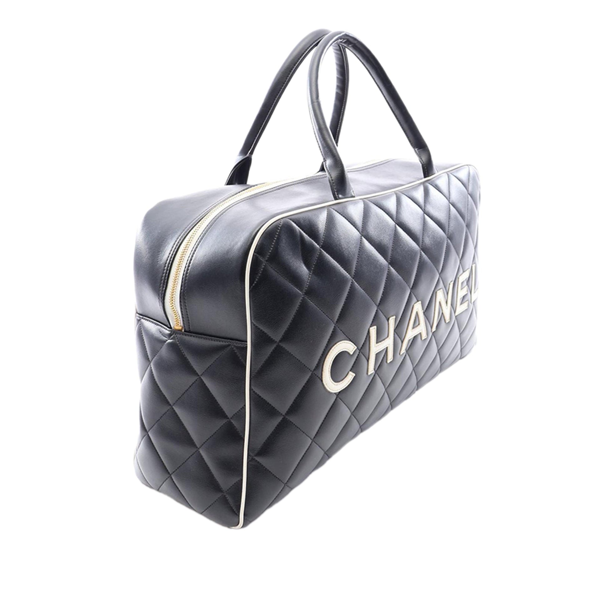 Chanel Quilted Calfskin Logo Bowler Weekend Bag