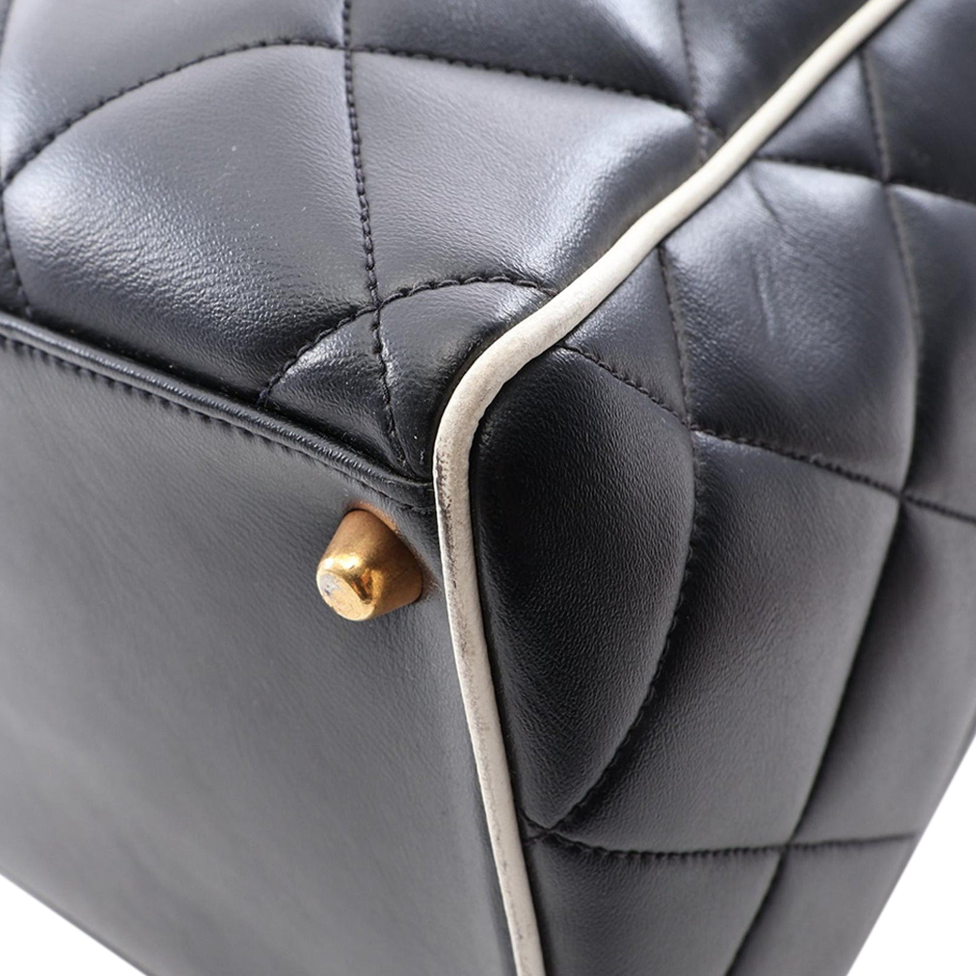 Chanel Quilted Calfskin Logo Bowler Weekend Bag