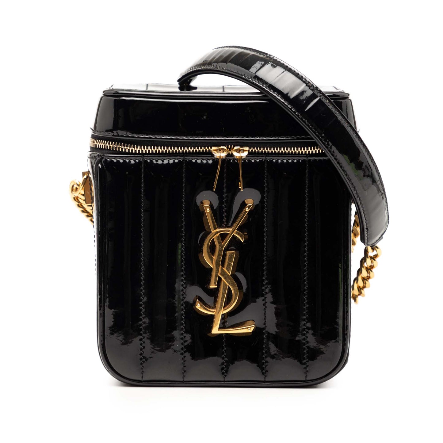 Saint Laurent Matelasse Patent Monogram Vicky Vanity Bag