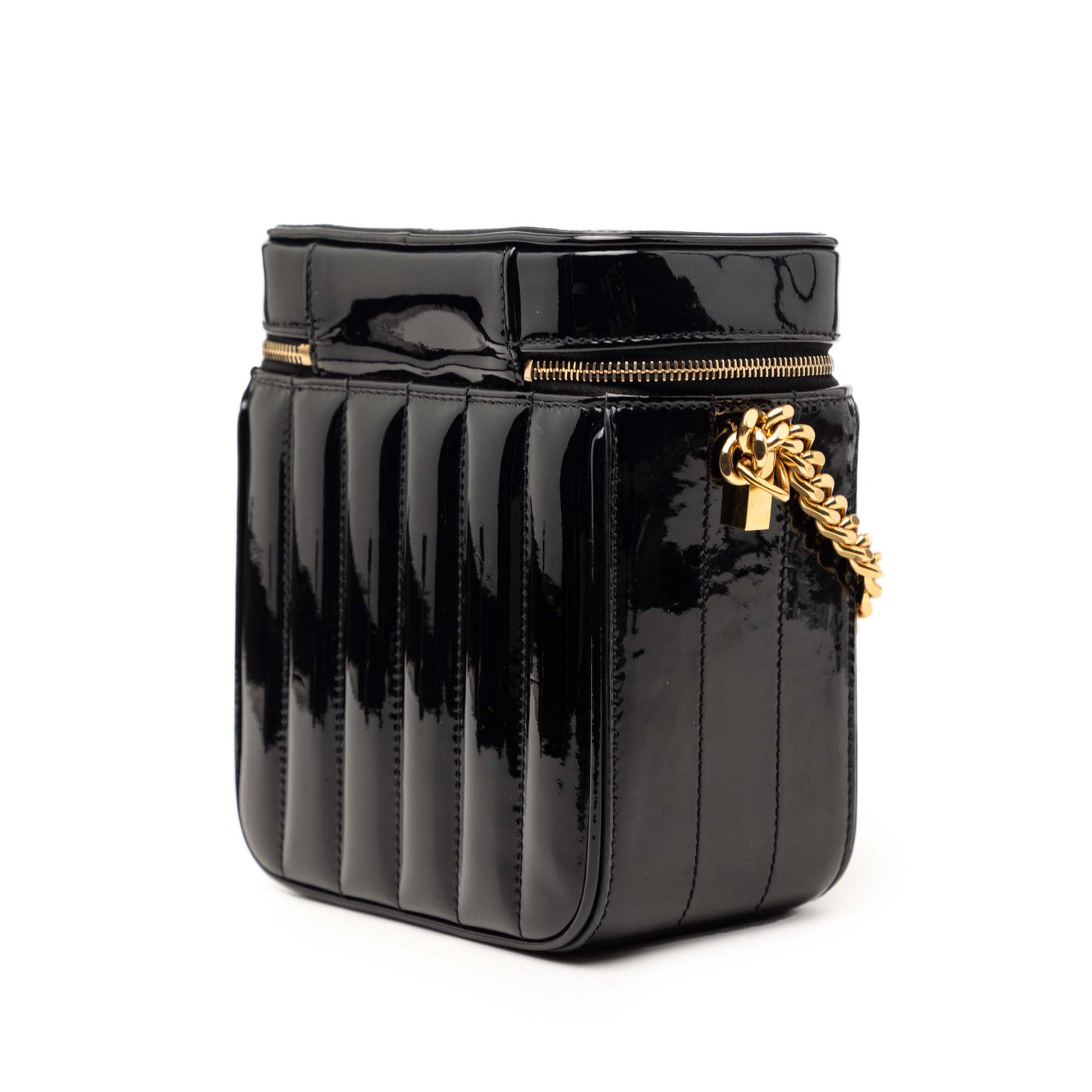 Saint Laurent Matelasse Patent Monogram Vicky Vanity Bag