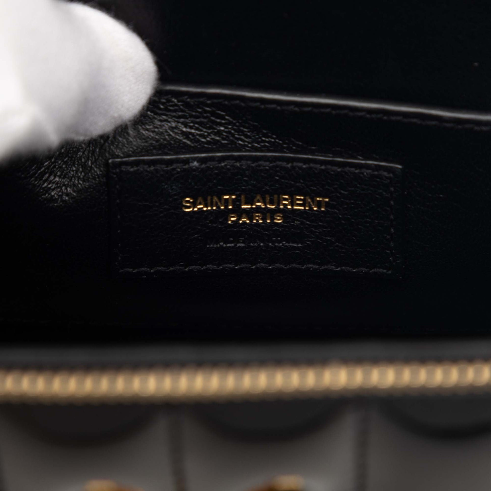 Saint Laurent Matelasse Patent Monogram Vicky Vanity Bag