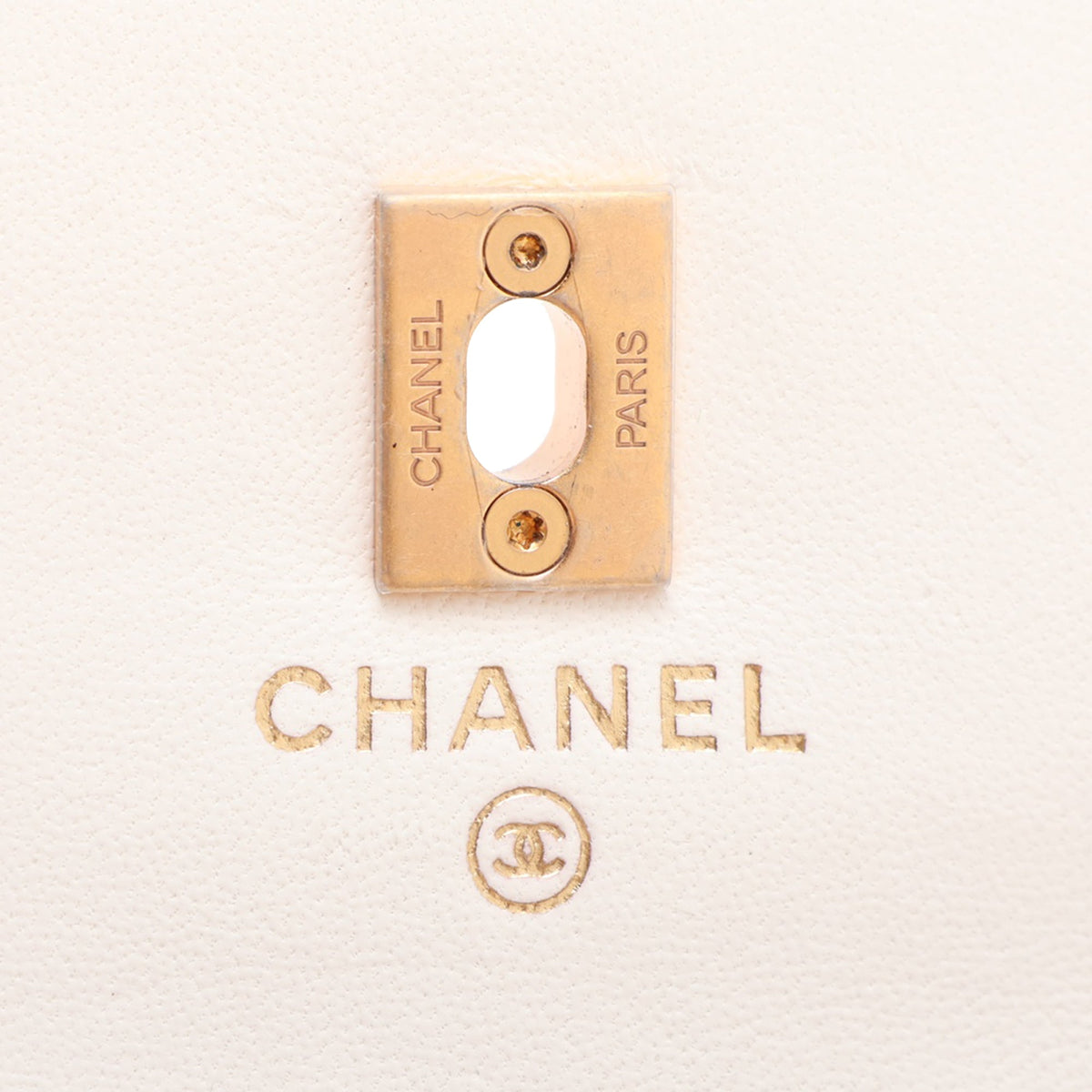 Chanel CC Quilted Lambskin Pearl Crush Clutch With Chain — White