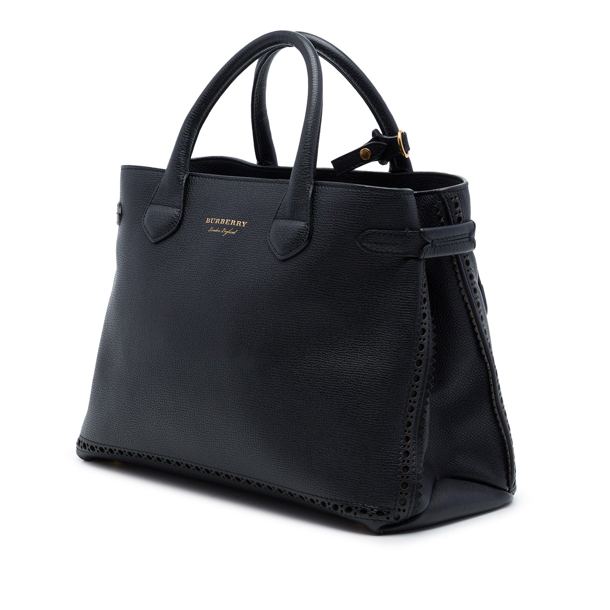 Burberry Medium Grained Calfskin Brogue and Fringe Banner Satchel