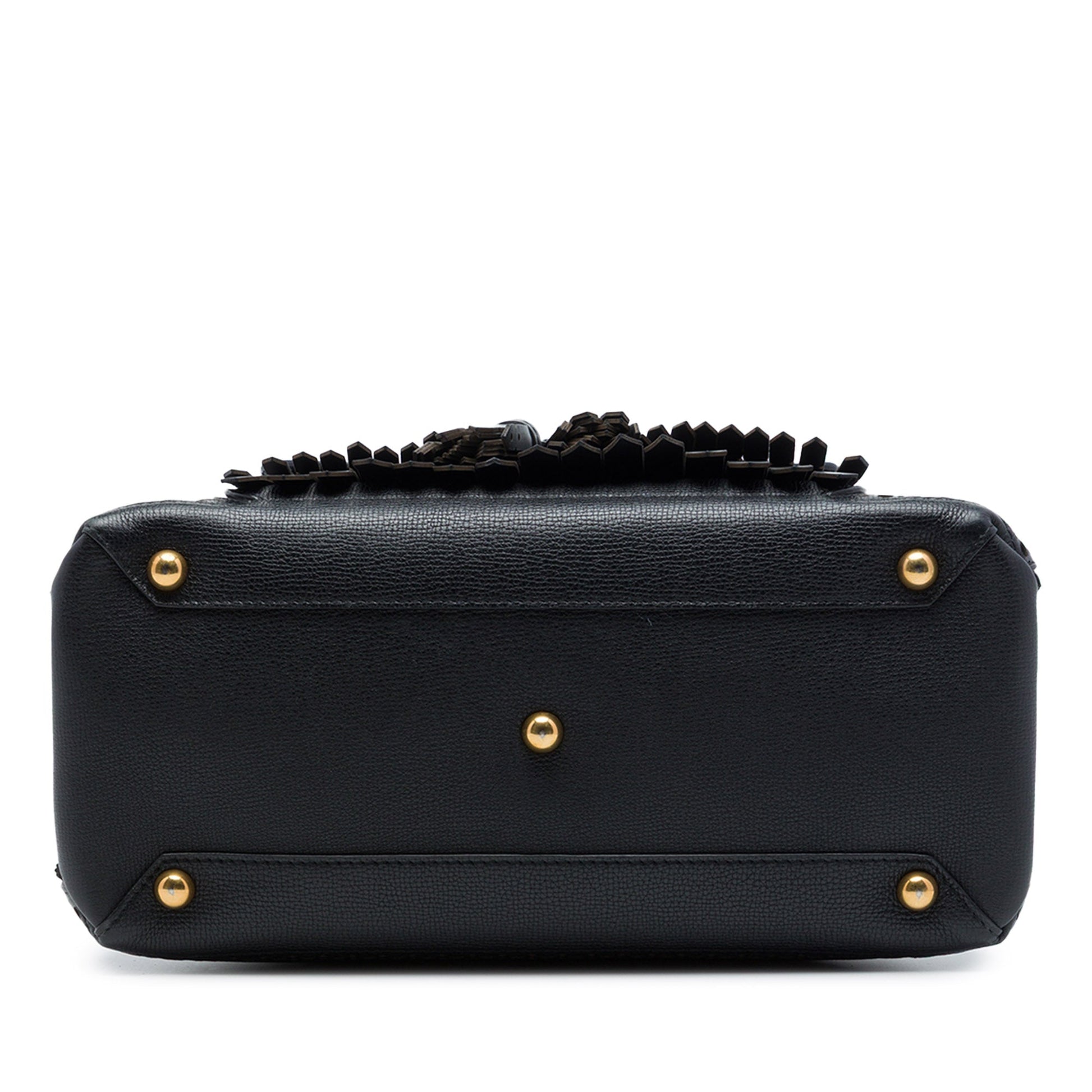 Burberry Medium Grained Calfskin Brogue and Fringe Banner Satchel