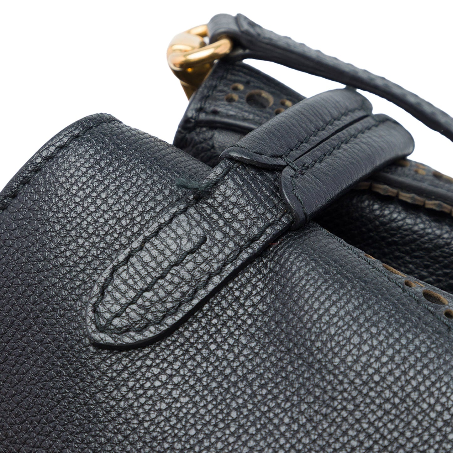 Burberry Medium Grained Calfskin Brogue and Fringe Banner Satchel