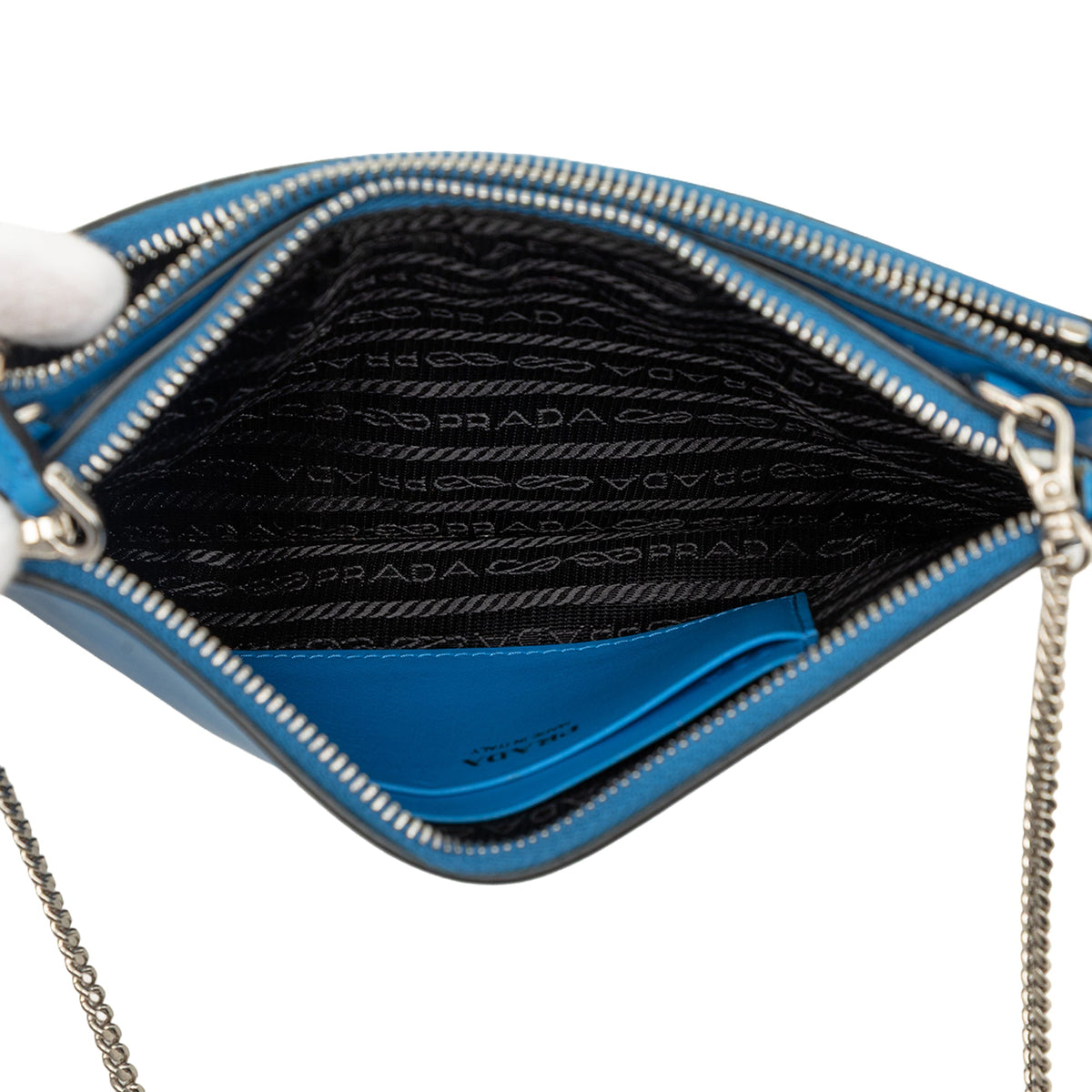 Prada City Calf Double Zip Crossbody