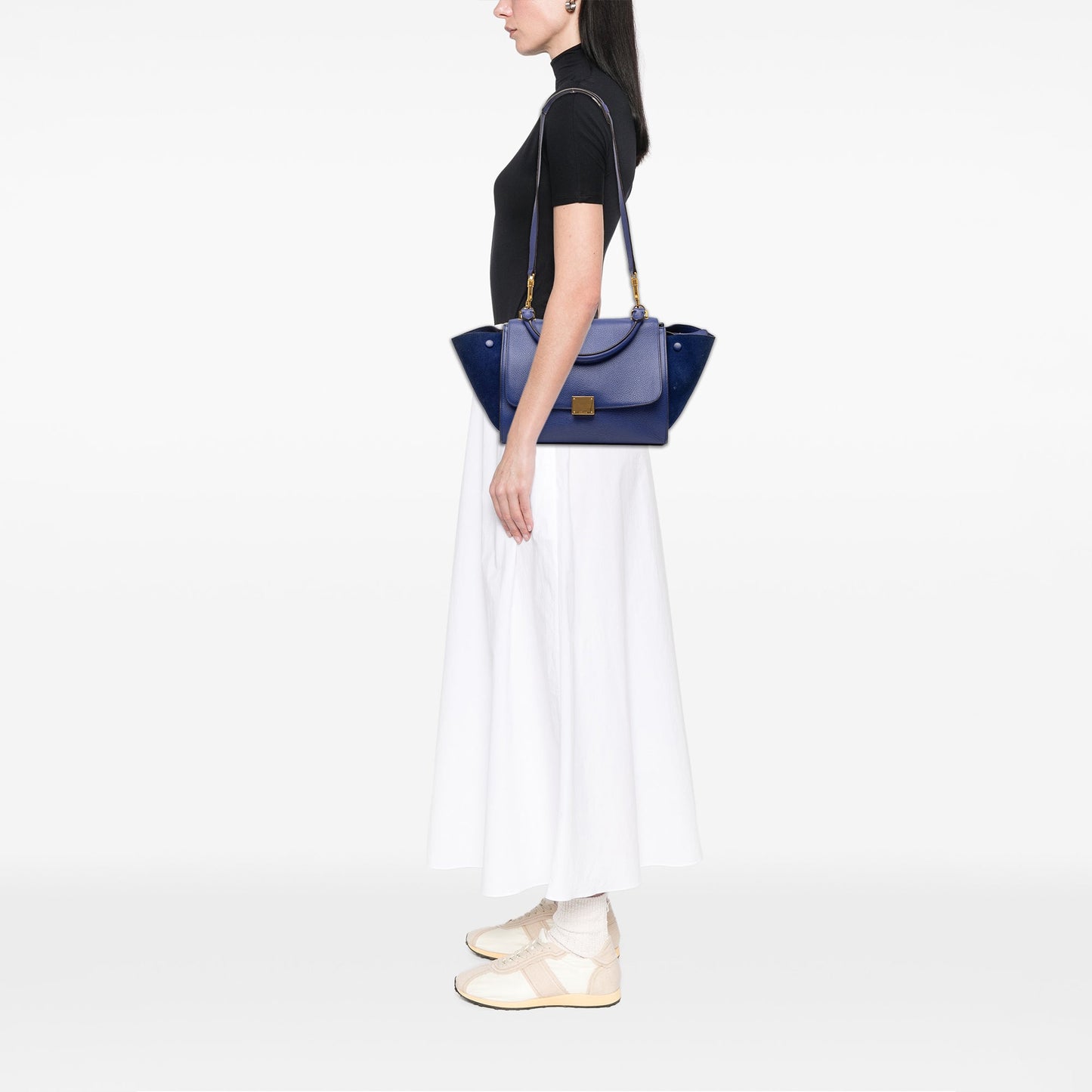Celine Small Calfskin and Suede Trapeze Satchel