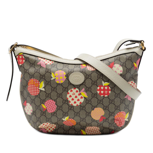 Gucci Small GG Supreme Les Pommes Ophidia Half Moon Crossbody