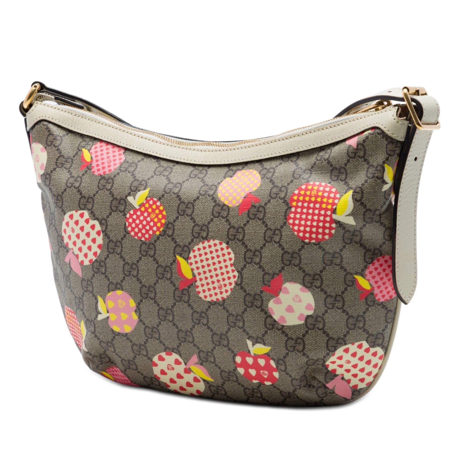 Gucci Small GG Supreme Les Pommes Ophidia Half Moon Crossbody