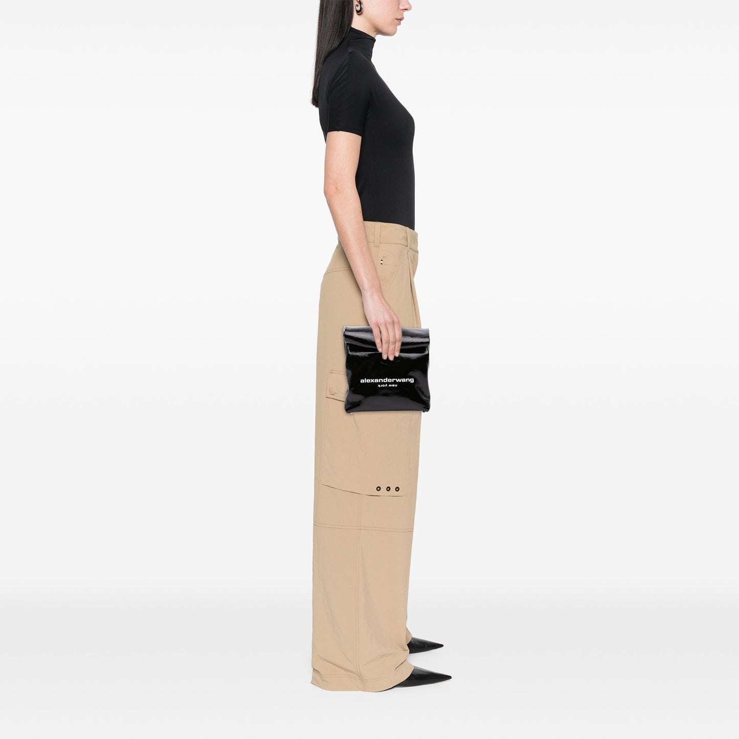 Alexander Wang Patent Logo Lunch Bag Clutch