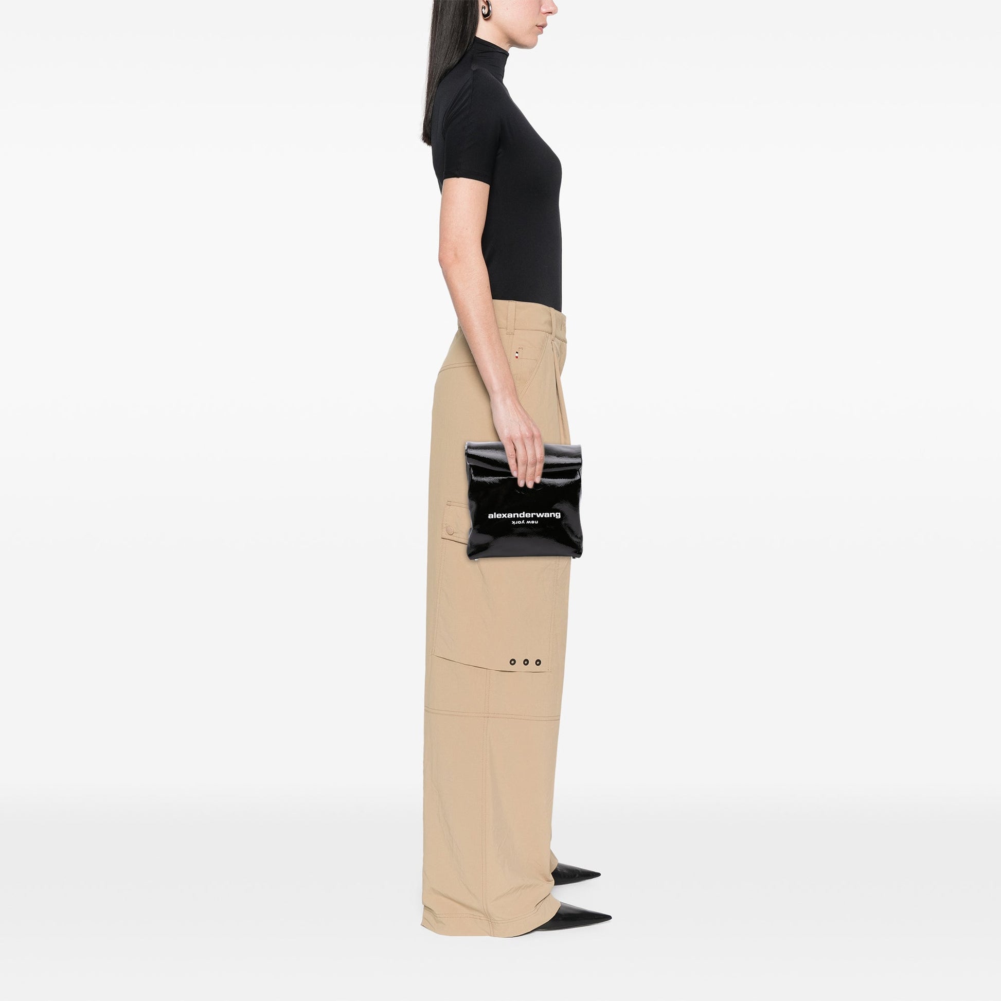 Alexander Wang Patent Logo Lunch Bag Clutch